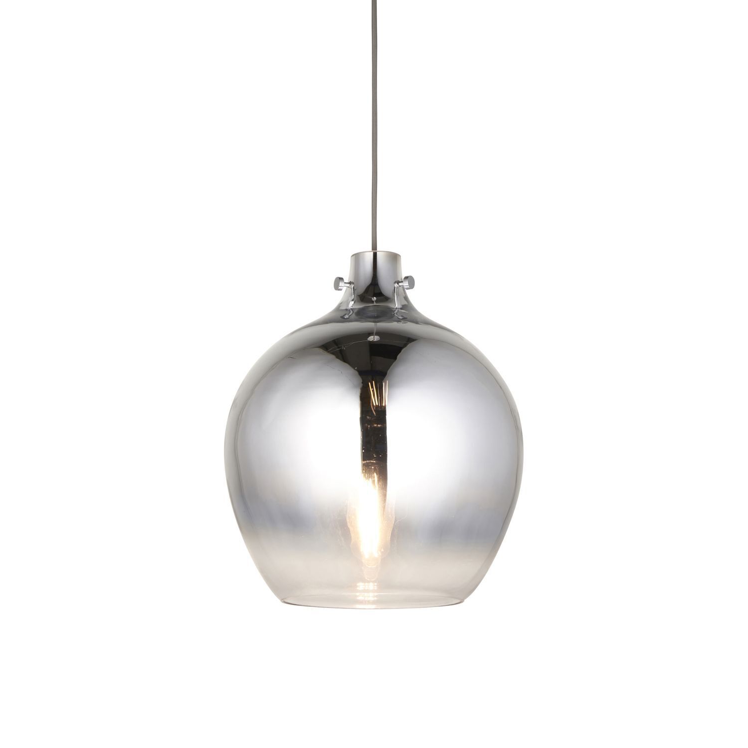 Hängelampe Rauchglas Metall Ø 32 cm Chrom Spiegelgrau E27