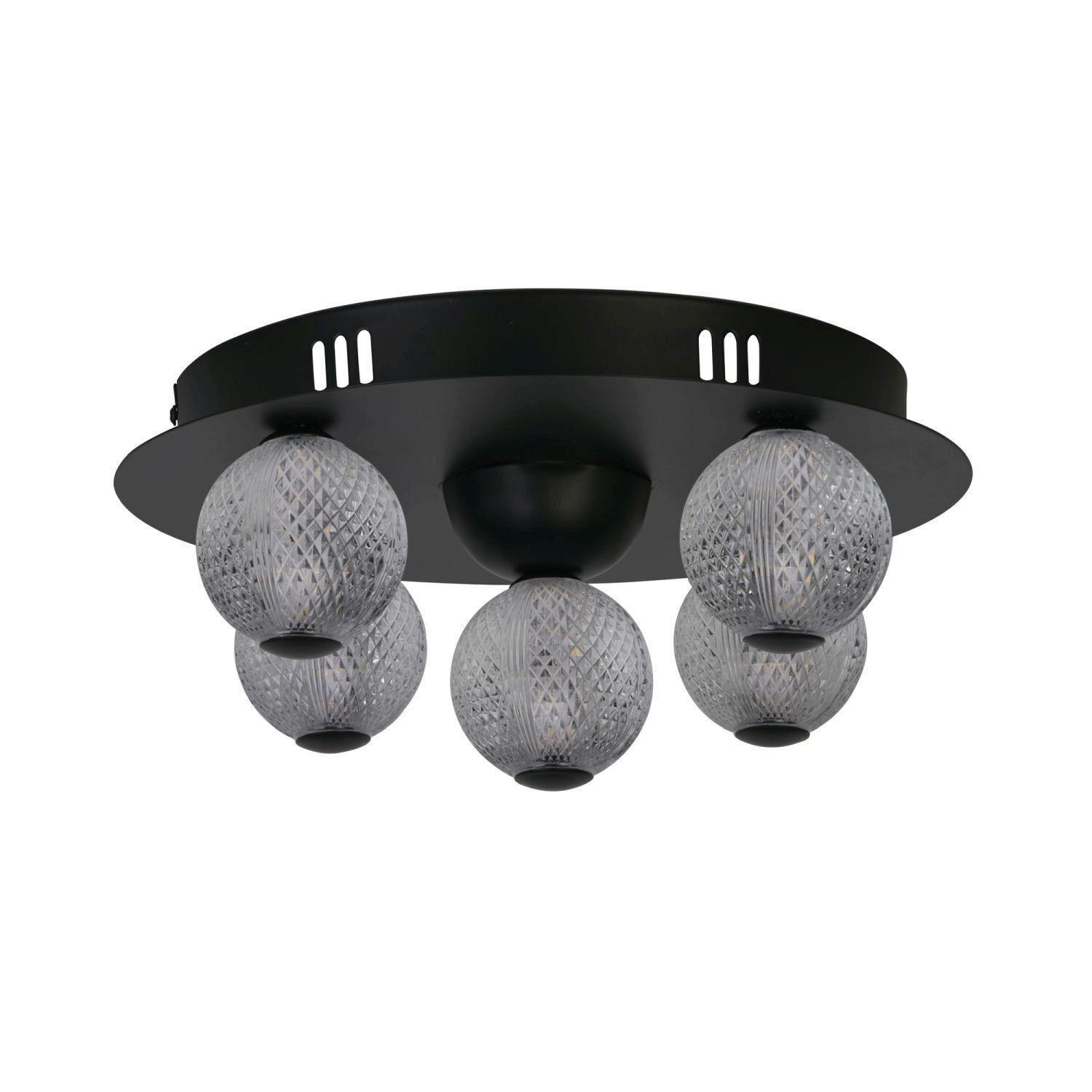 Runde LED Deckenlampe Schwarz Metall Ø33 cm 21 W Kugeln