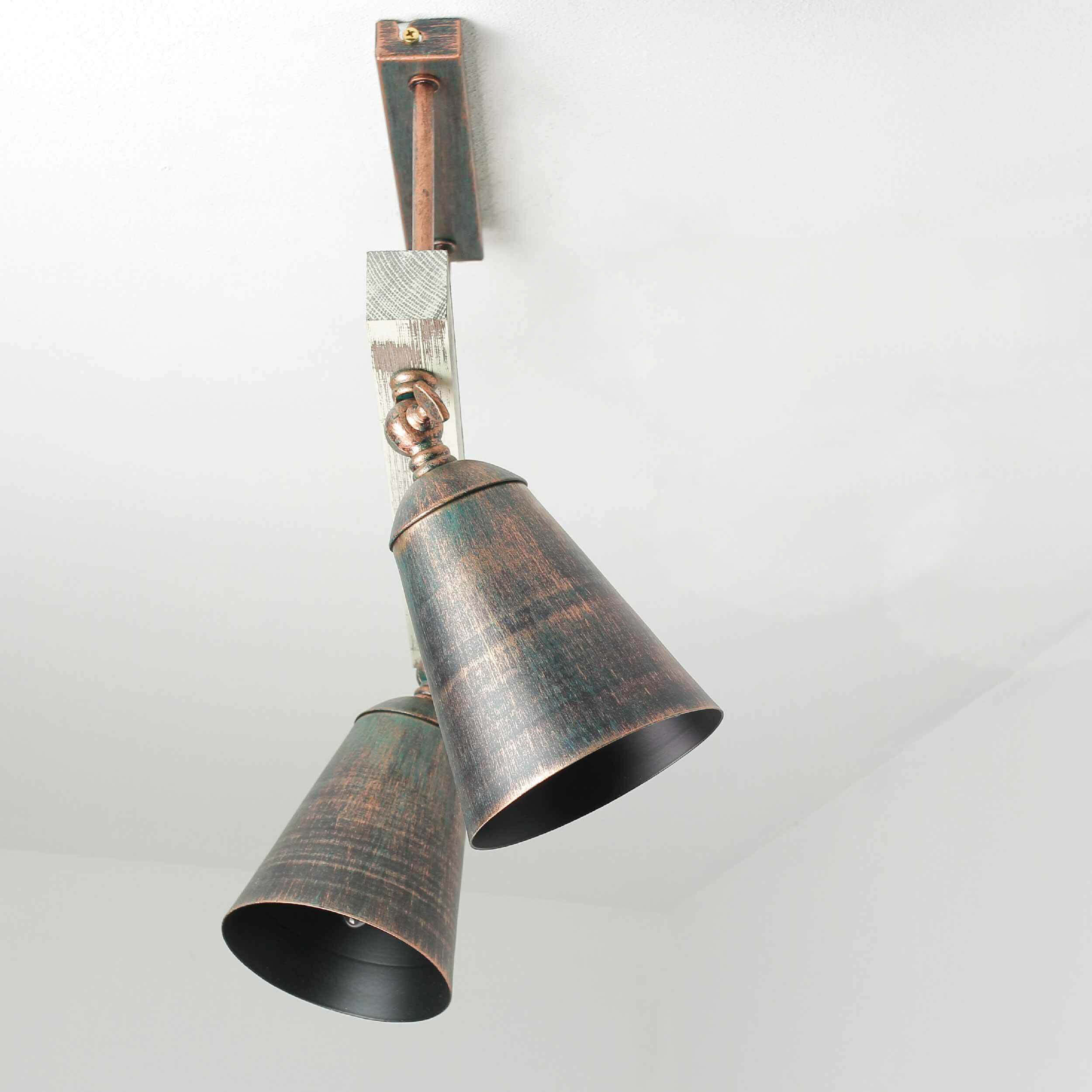 Deckenspot Shabby Kupfer 2-flammig E27 Metall Holz Deckenspot Shabby Kupfer 2-flammig E27 Metall Holz