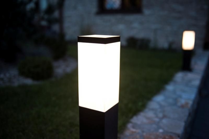 Außenlampe Schwarz Edelstahl 45cm IP44 eckig E27