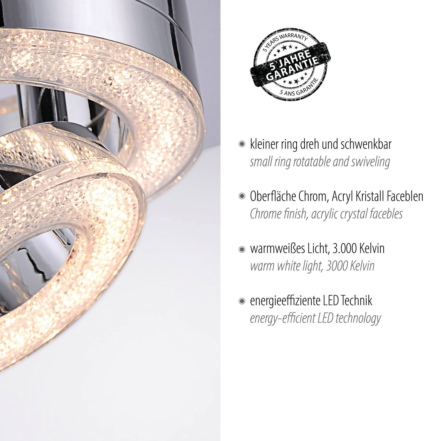 LED Deckenspot Metall flexibel 3000 K 1200 lm Chrom Deckenleuchte, Beleuchtung