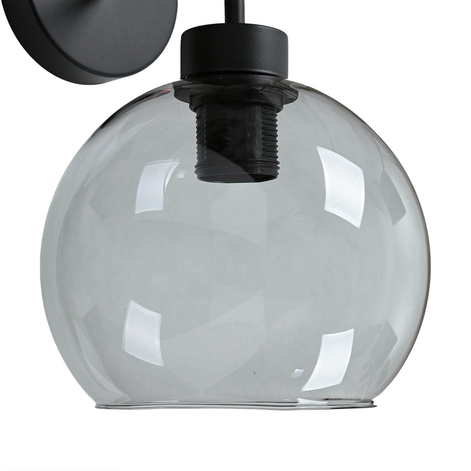 Wandlampe Glas Kugel Schirm Grau Schwarz KANZENE
