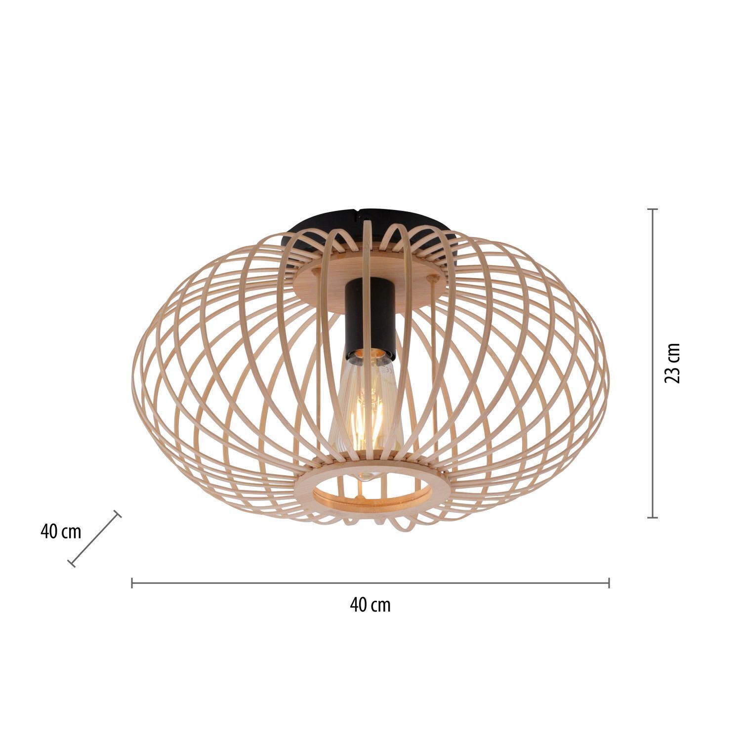 Runde Deckenlampe Skandinavisch Metall Holz E27 Ø40 cm