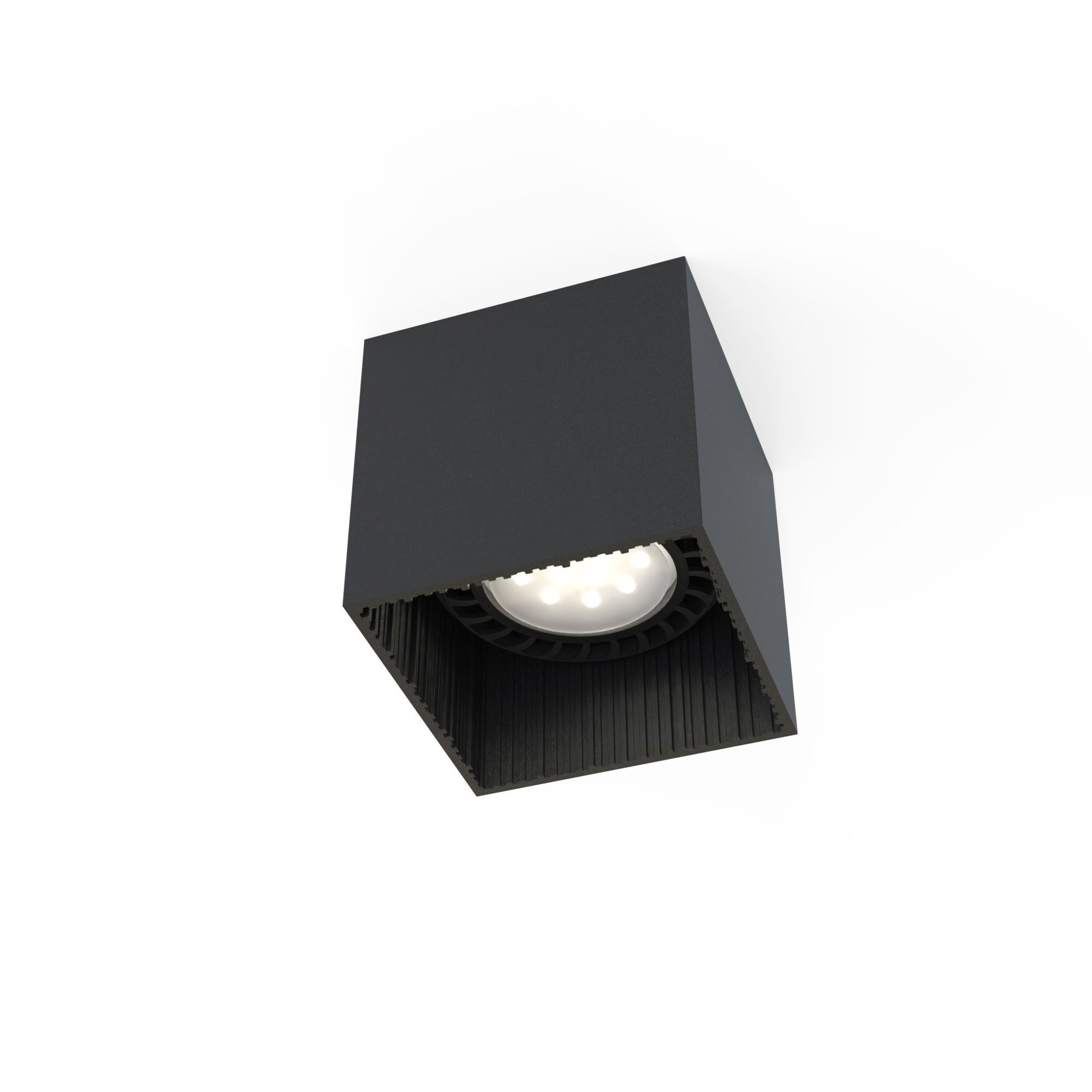 Schwarzer Aufbauspot eckig B:12,5cm GU10 Metall kompakt