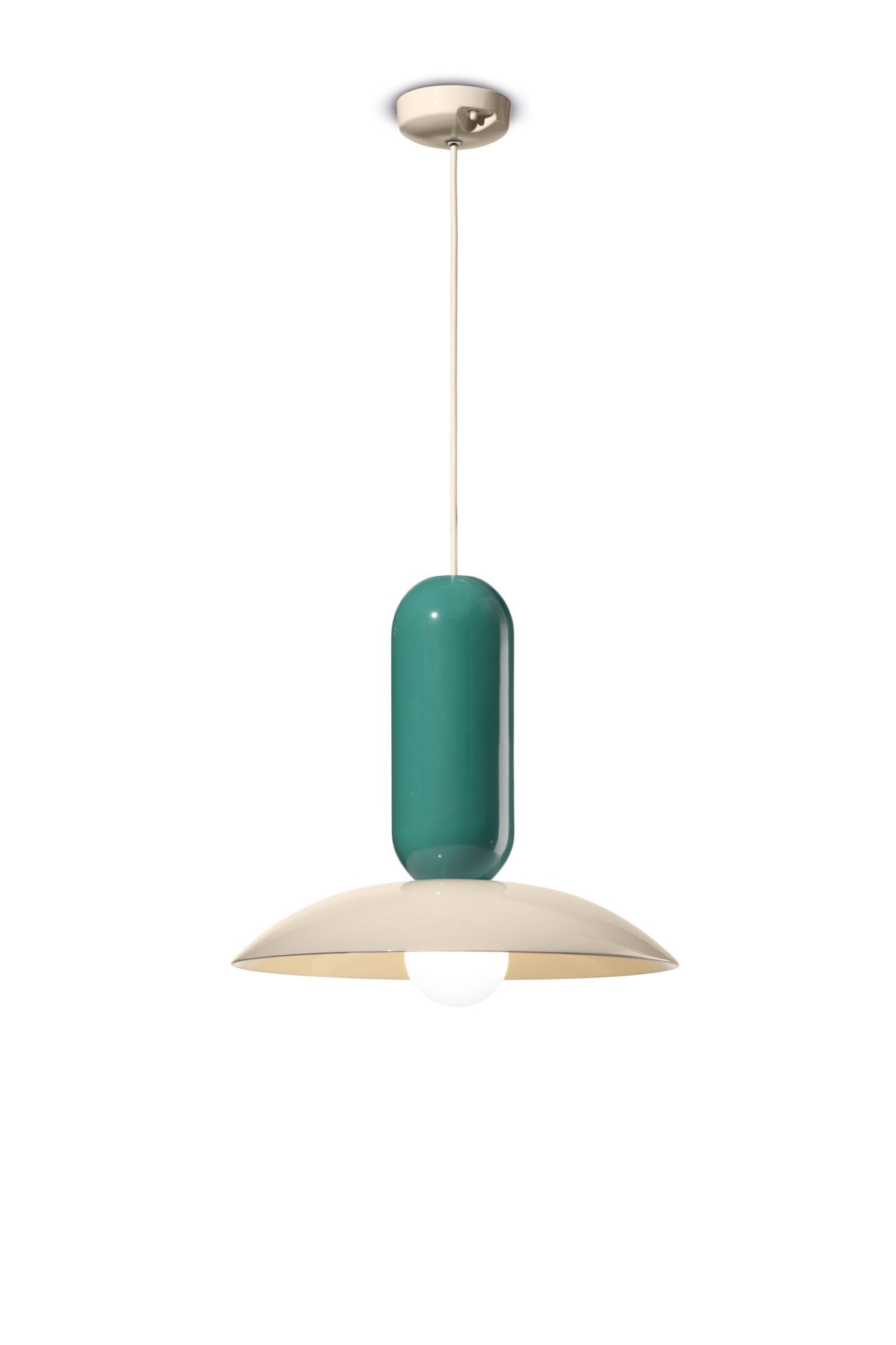 Hängeleuchte Keramik E27 Ø 40 cm rund Creme Türkis