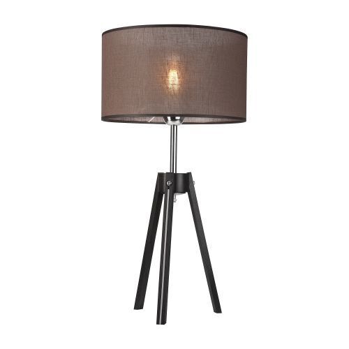 Tischlampe in Braun Schwarz Stoff rund H:62cm