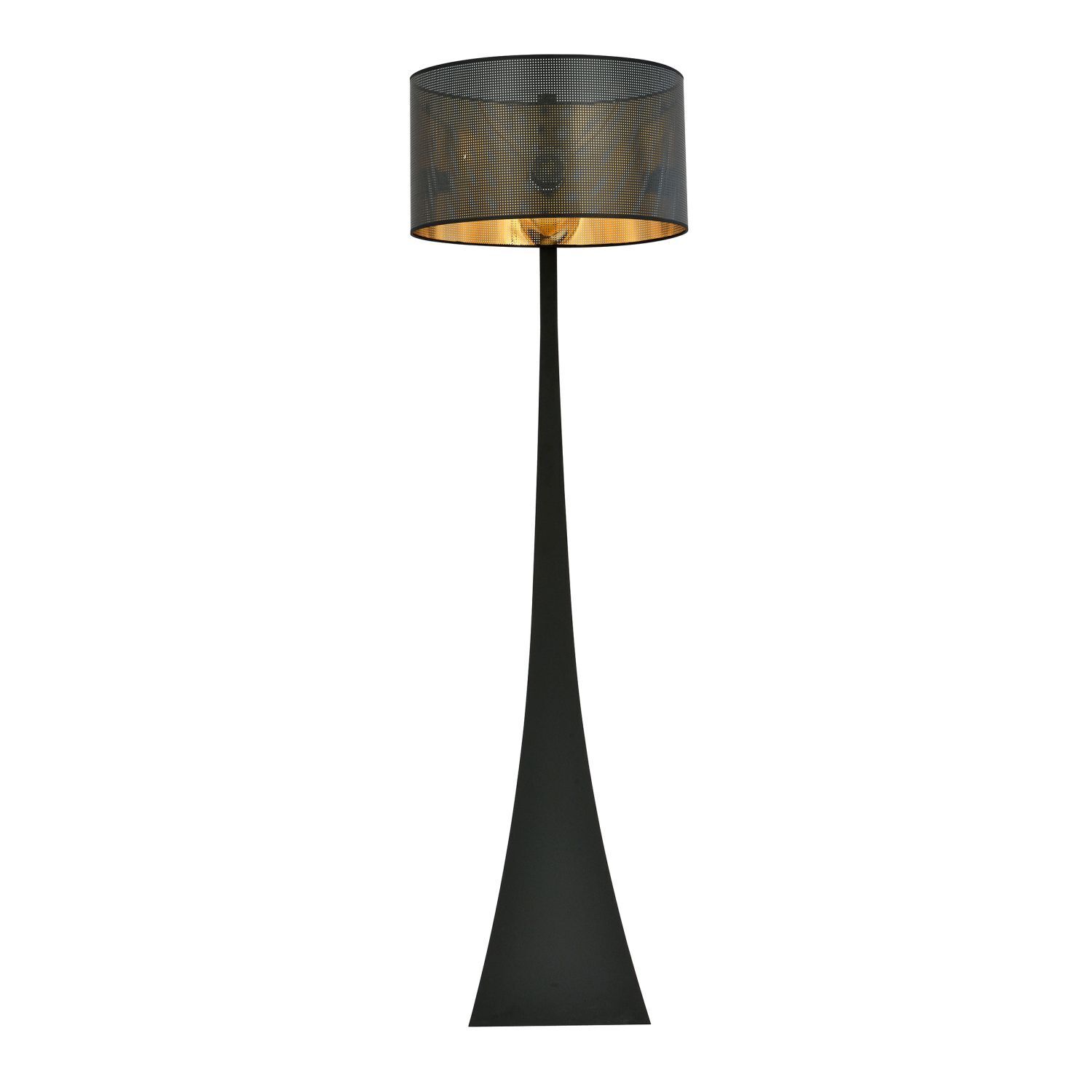 Stehleuchte Stoff Metall 157 cm Modern in Schwarz Gold E27 Lampe