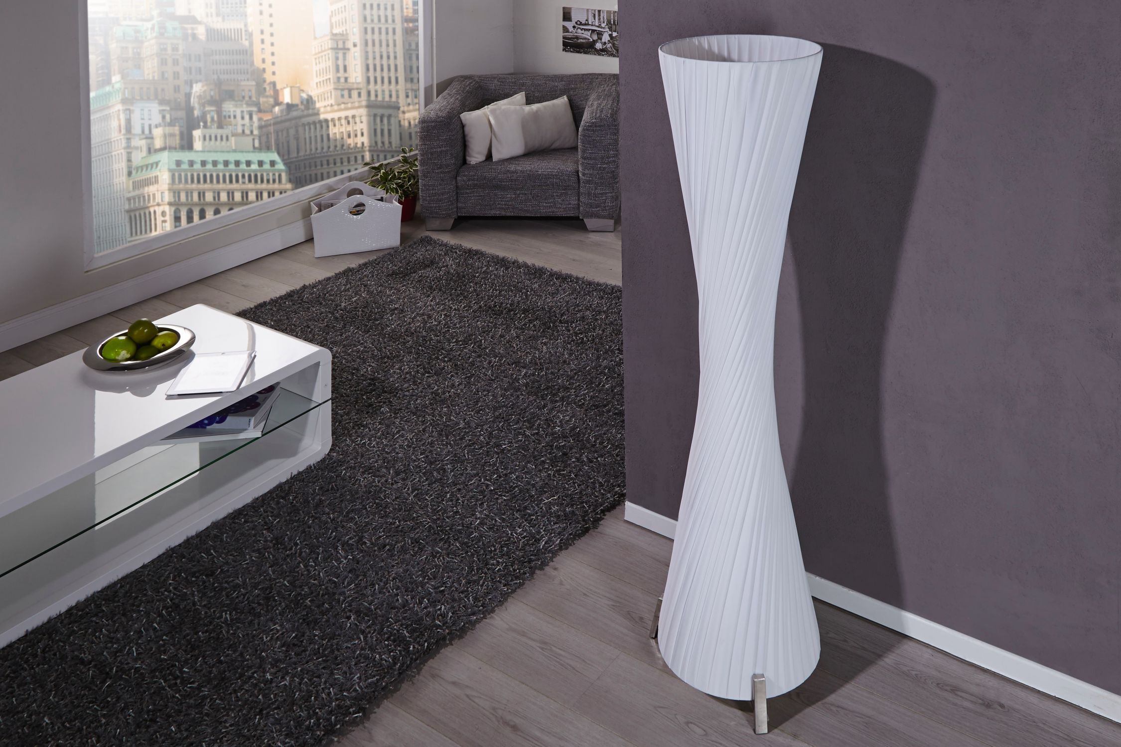 große Stehleuchte 160cm Retro extravagant weiß Lampe, Stehlampe