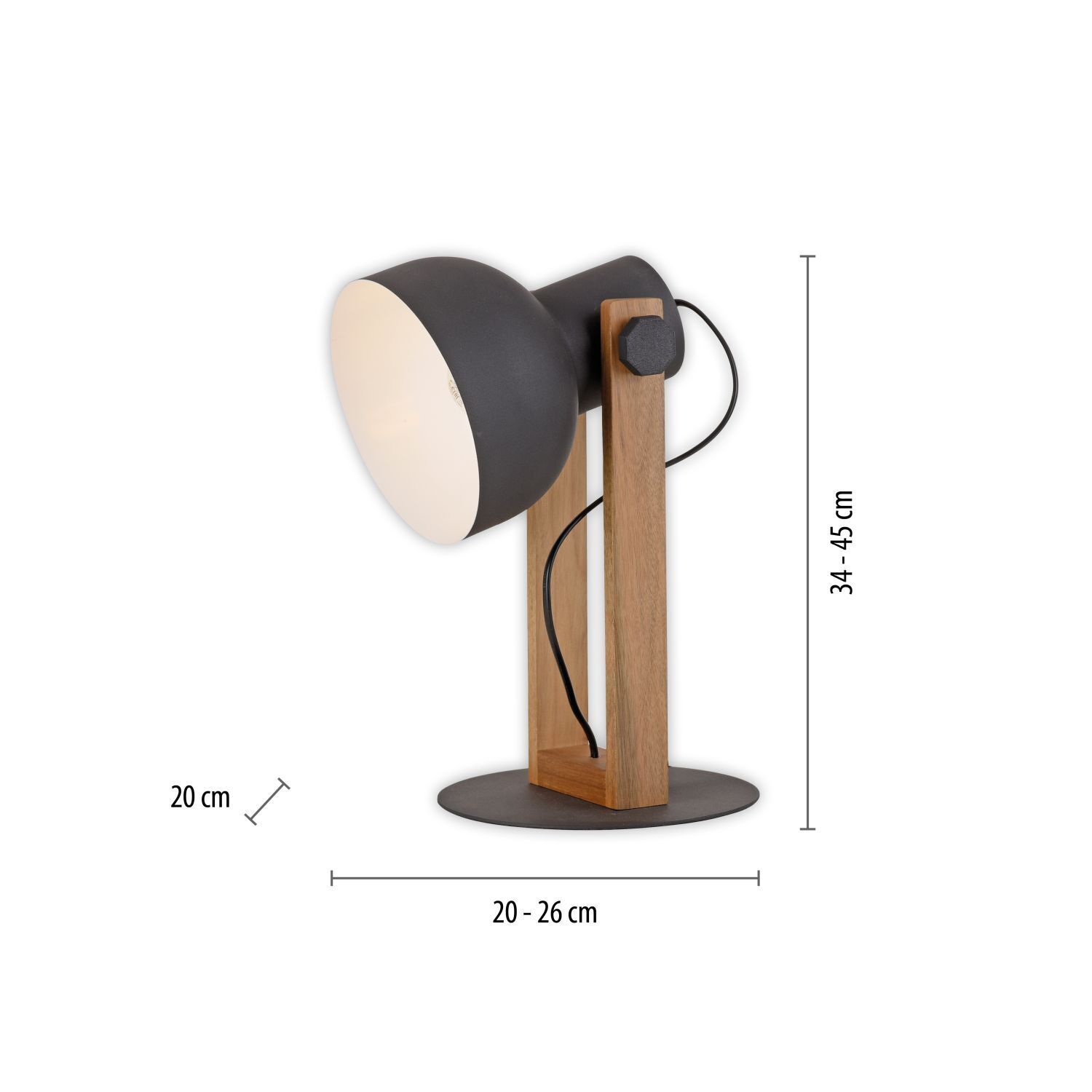Flexible Tischlampe Holz Metall E27 45 cm Industrial