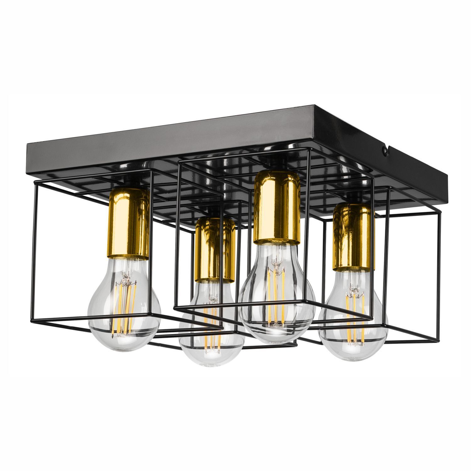 Deckenleuchte Metall Schwarz Gold B: 30 cm 4x E27 Modern