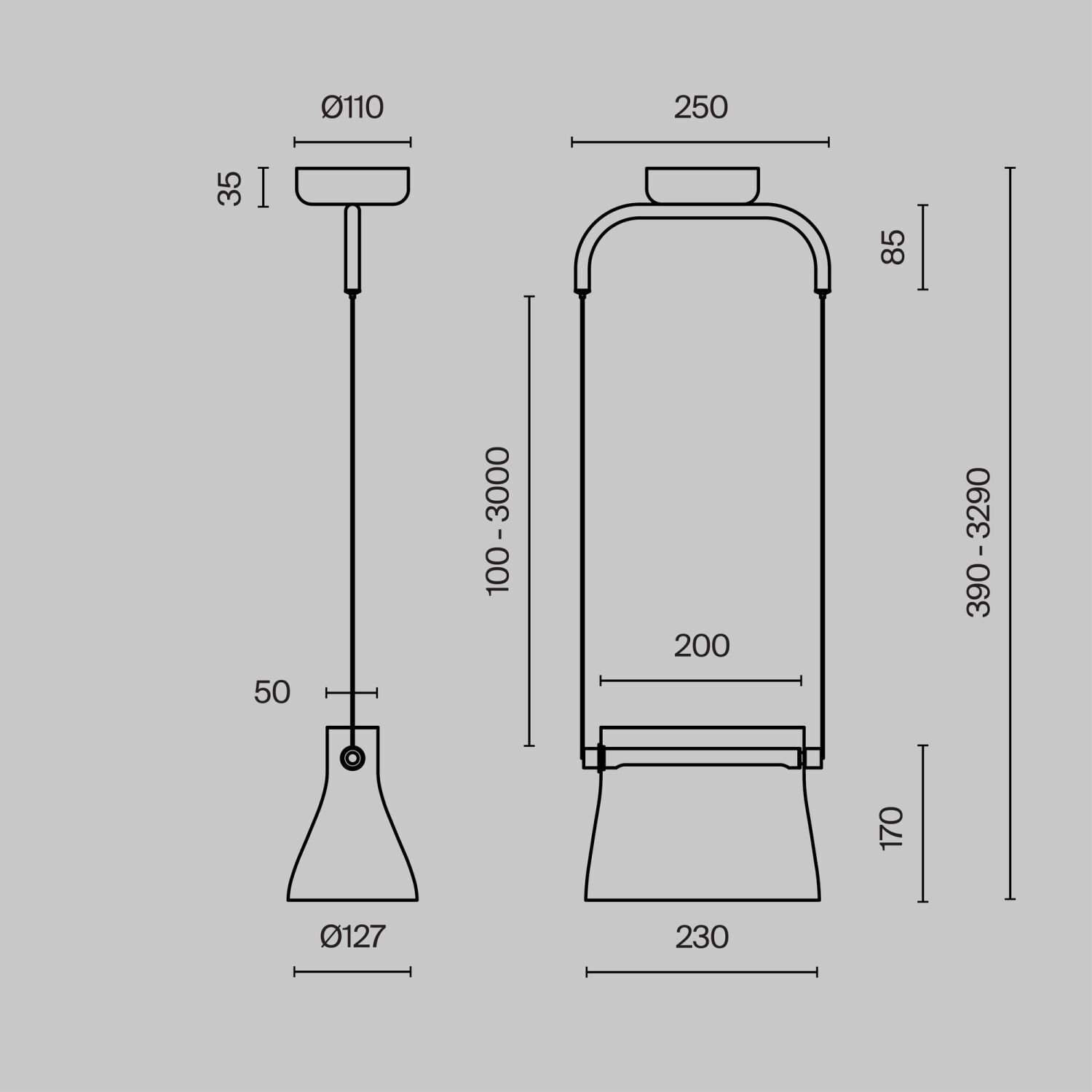 Pendelleuchte Metall Glas LED H: max. 329 cm in Messing