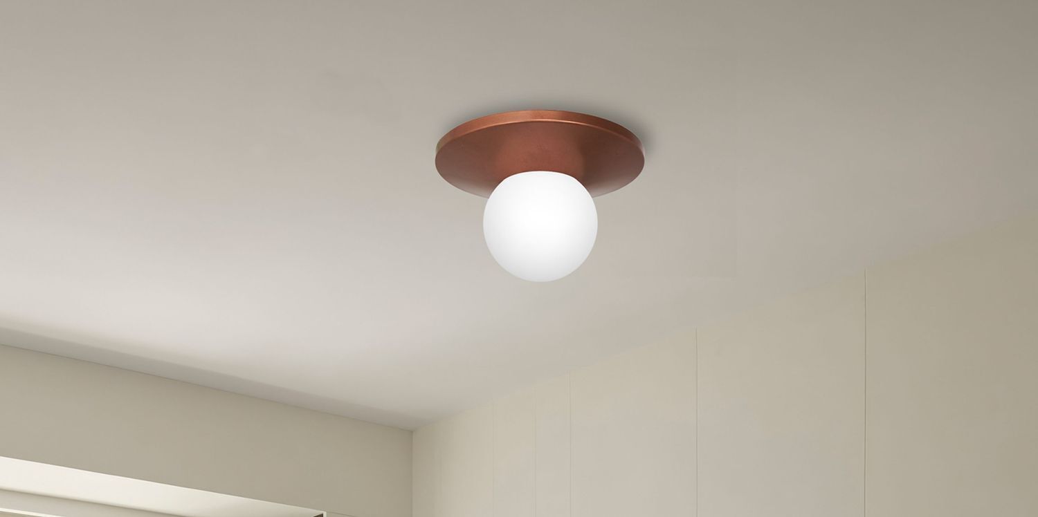 Deckenlampe Glas Metall in Kupfer Ø29 cm E14 blendarm