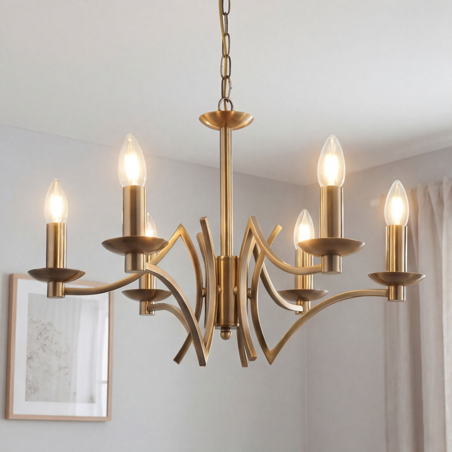 Kronleuchter, Gold, Metall, Hängelampe, Lichtkörper