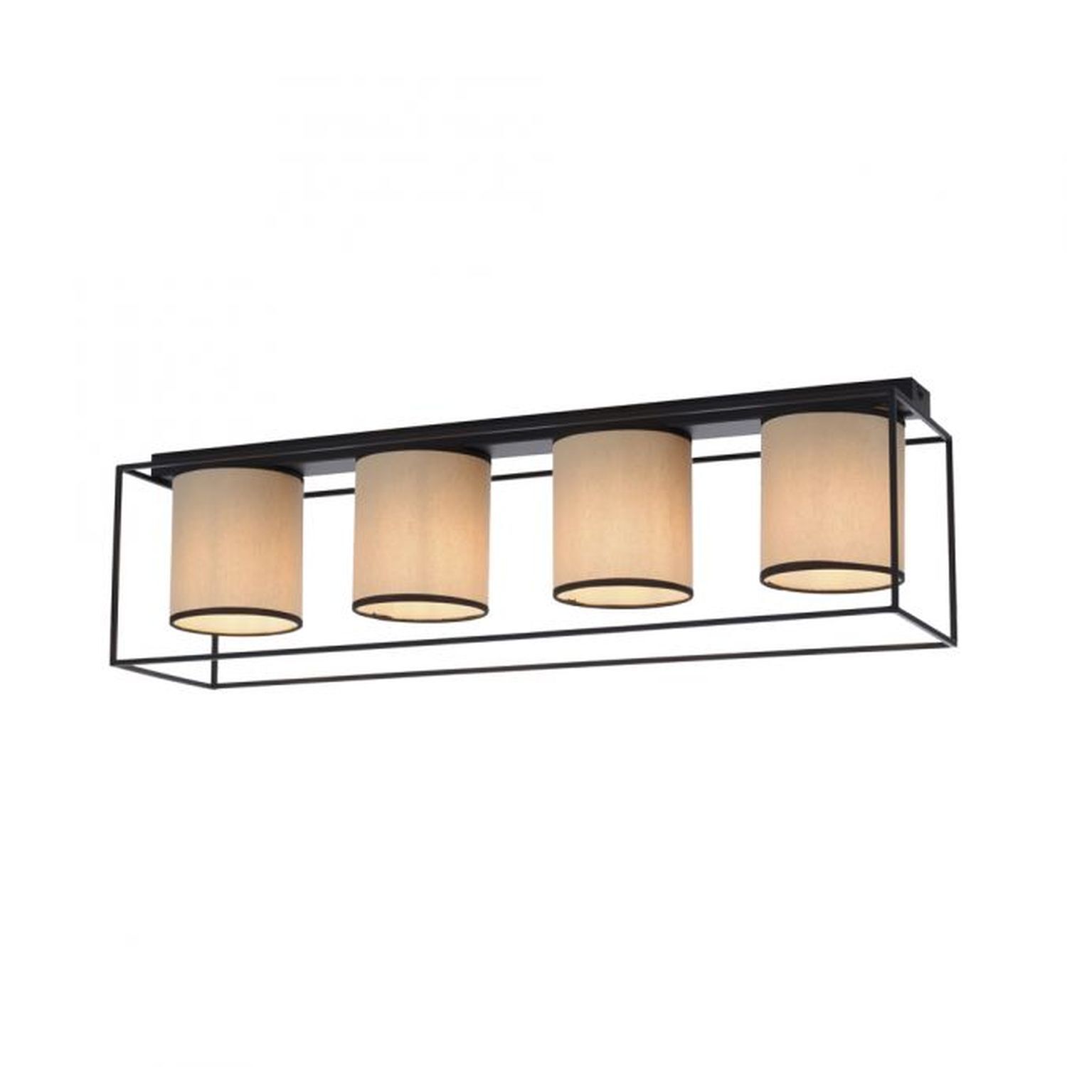 Deckenlampe Stoff Metall Beige Schwarz E27 4-flammig