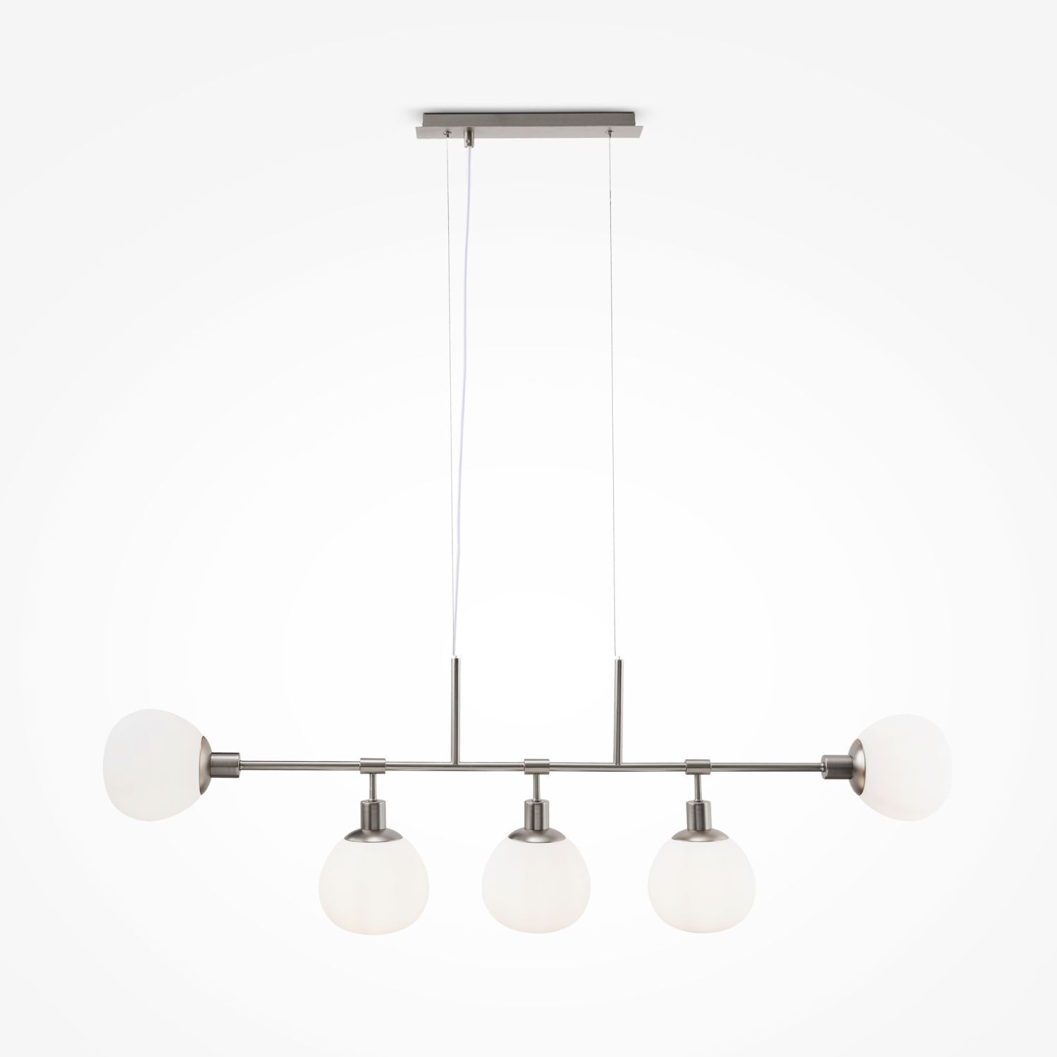 Hängeleuchte Metall Glas H: max. 149,3 cm Nickel Weiß