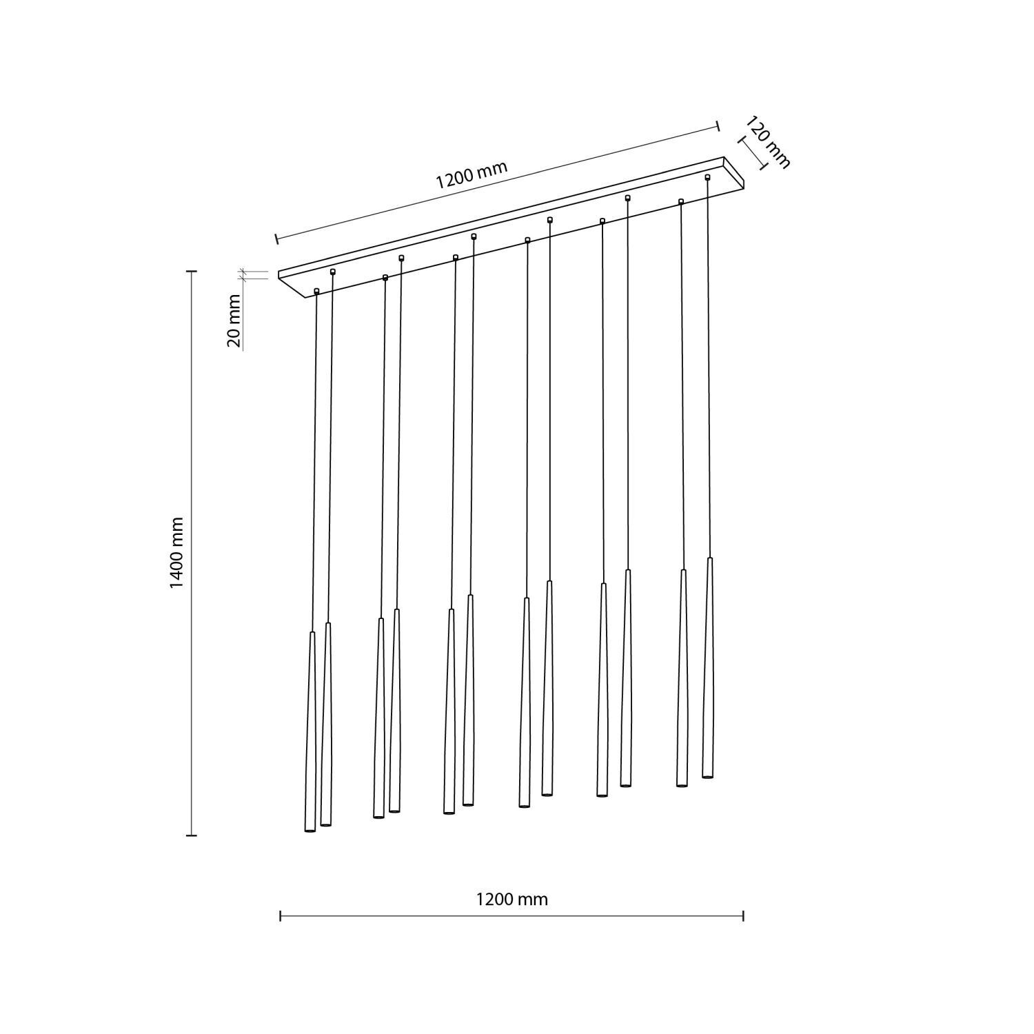 Hängeleuchte Metall Braun H: max. 1,4 m verstellbar L: 1,2 m