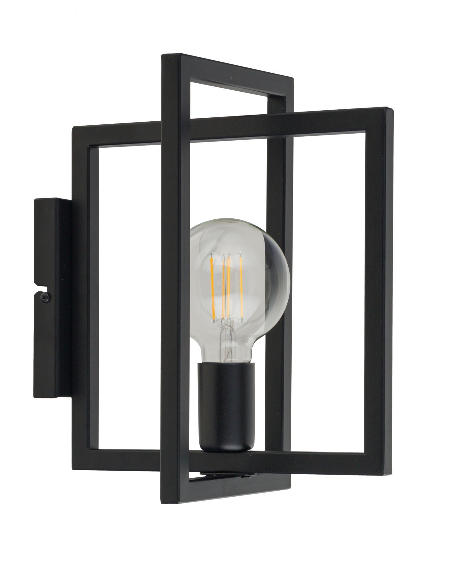 Schwarze Wandlampe Metall E27 H:31 cm minimalistisch