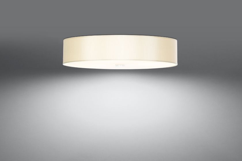 Deckenlampe rund Ø 50 cm Weiß Stoff Glas blendarm 5x E27
