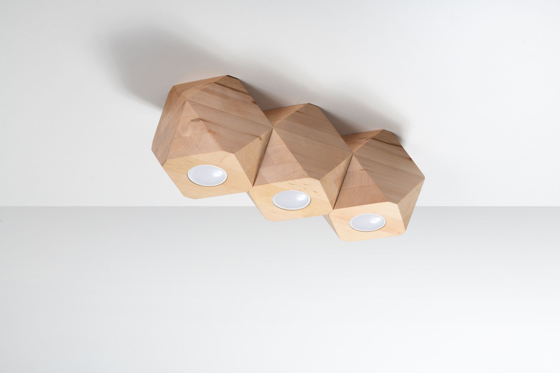 Deckenlampe 3-flammig 36 cm klein Holz GU10 wohnlich