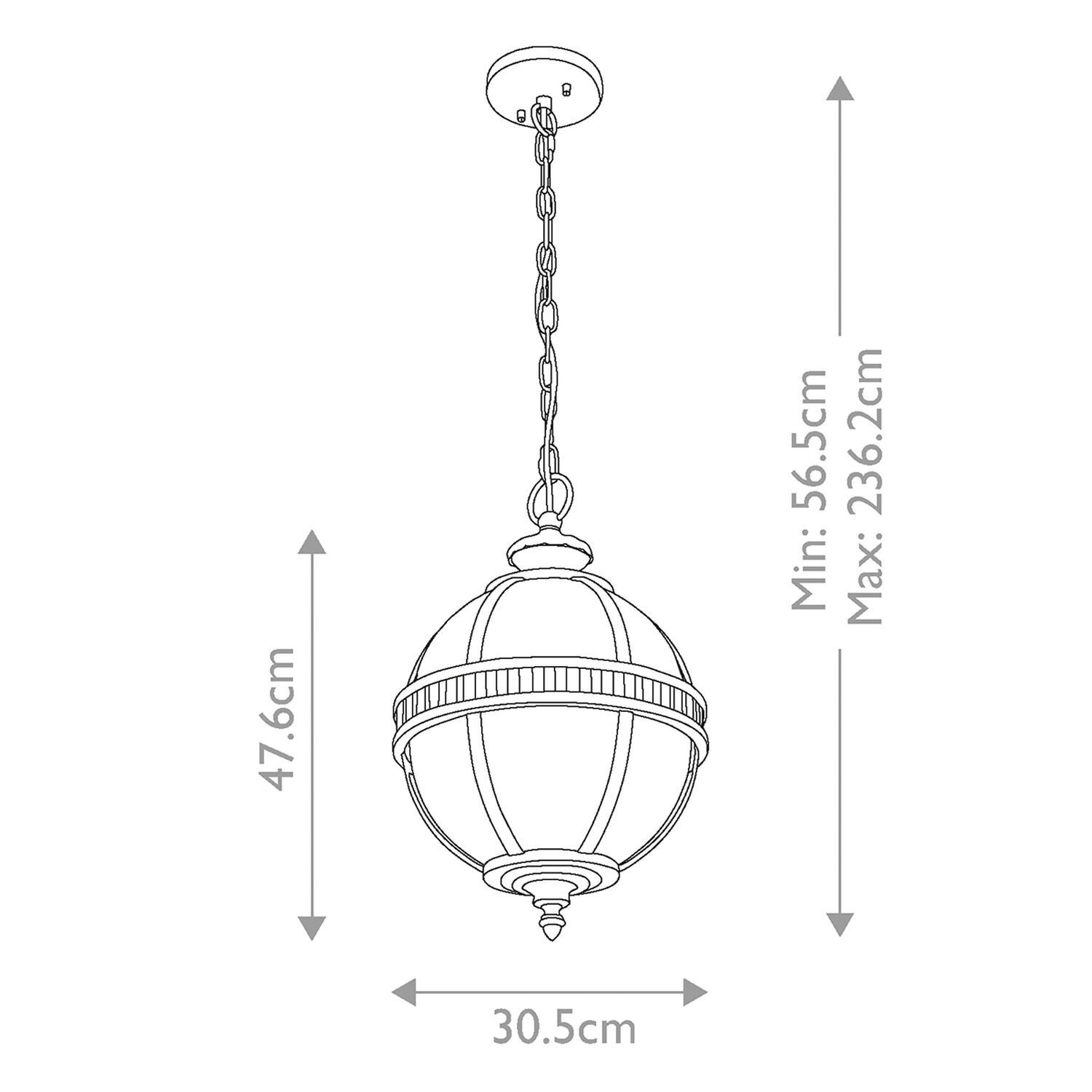 Außen Pendelleuchte Kugelschirm Ø 30,5 cm IP44 3x E14