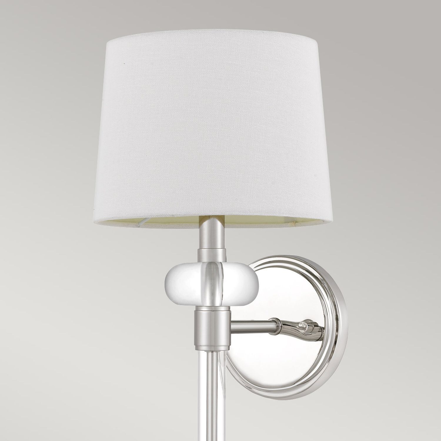 Wandlampe Metall Stoff H: 67,6 cm in Nickel poliert Weiß
