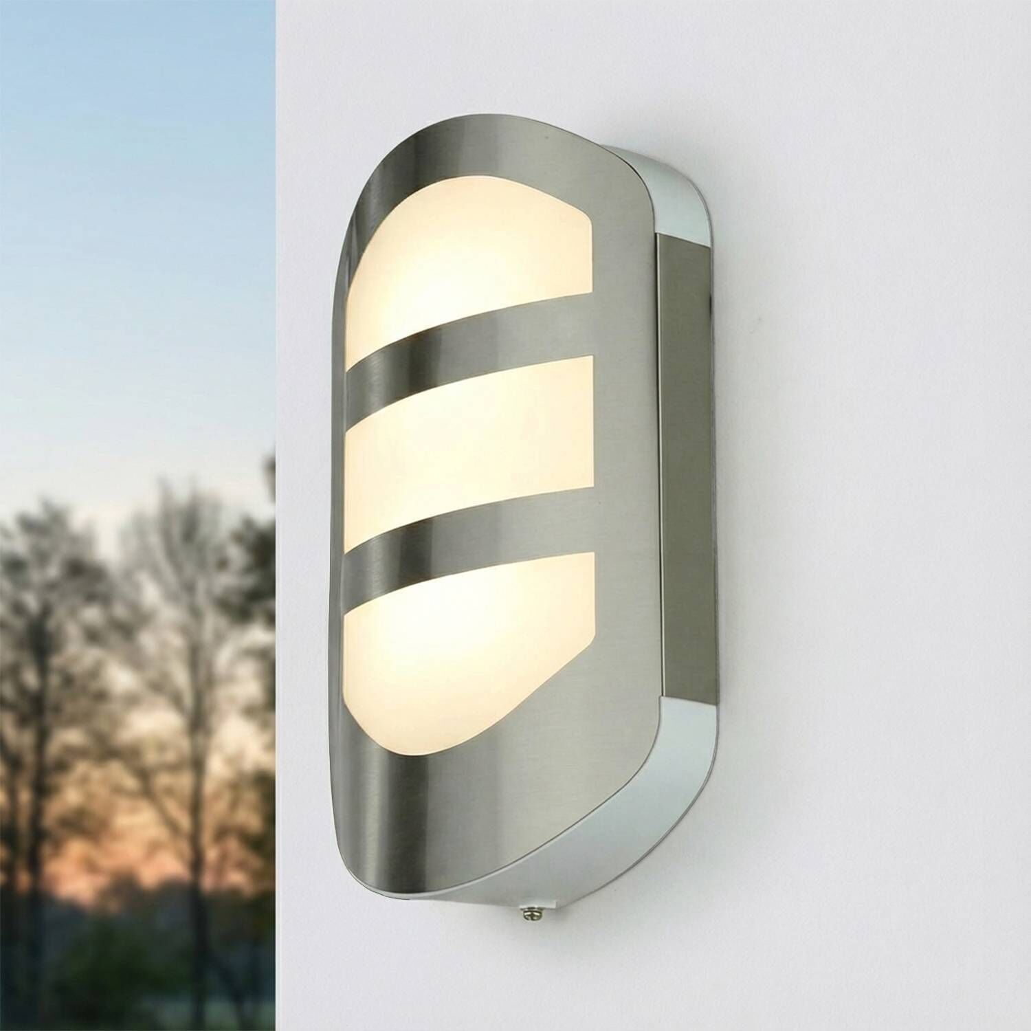 LED Außenleuchte Edelstahl 28 cm hoch IP54 3000 K Leuchte