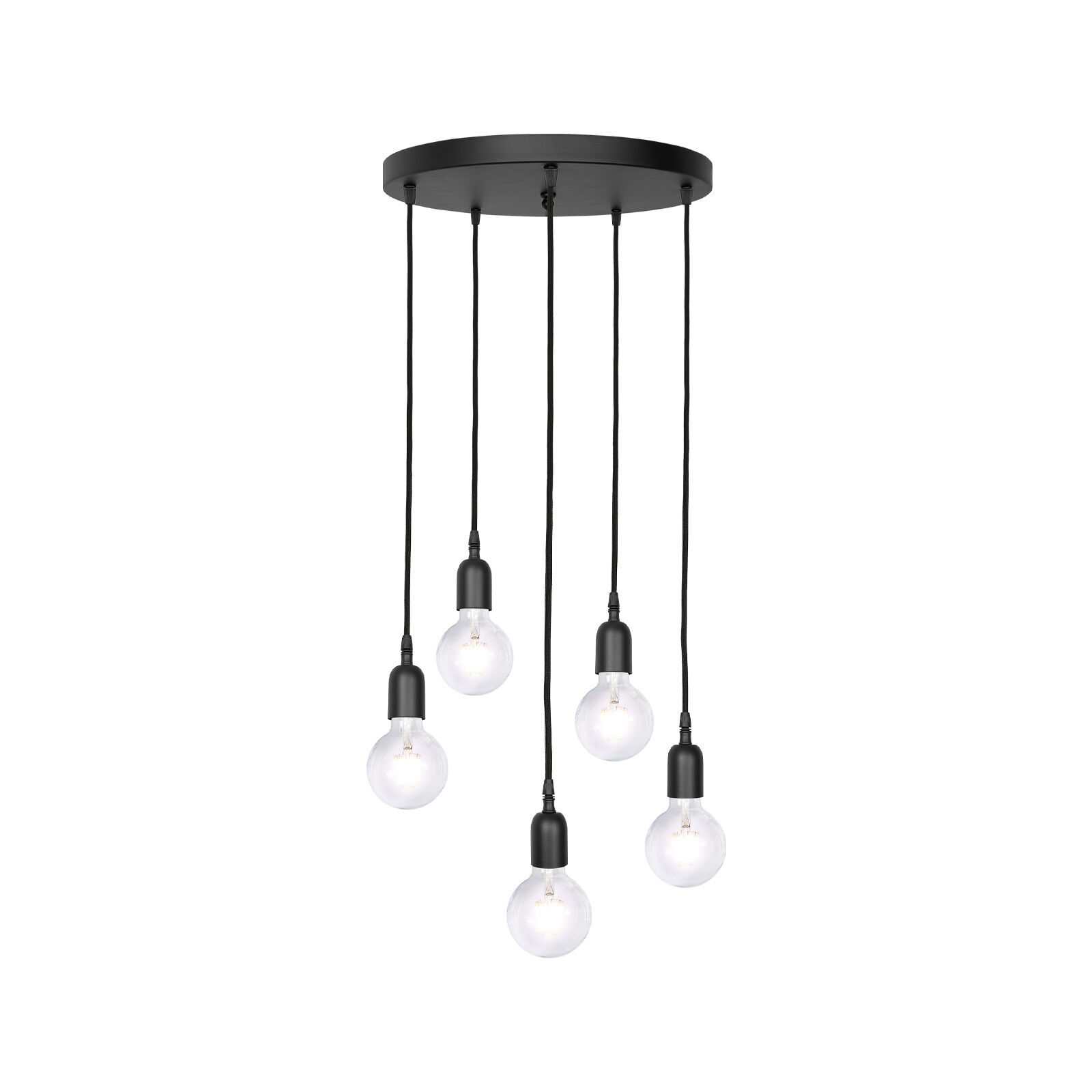 Hängelampe Schwarz 5-flammig E27 Ø 40 cm Messing Eisen