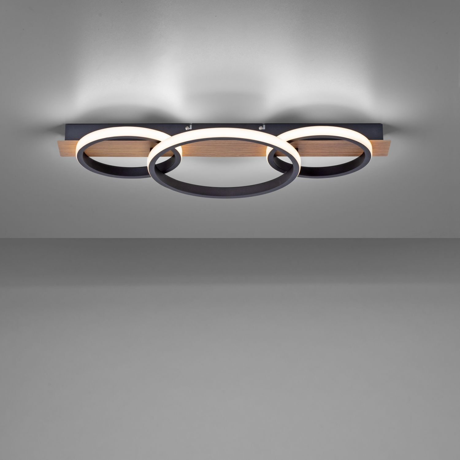 LED Deckenlampe Holz Metall Natur Schwarz 68 cm 3000 K