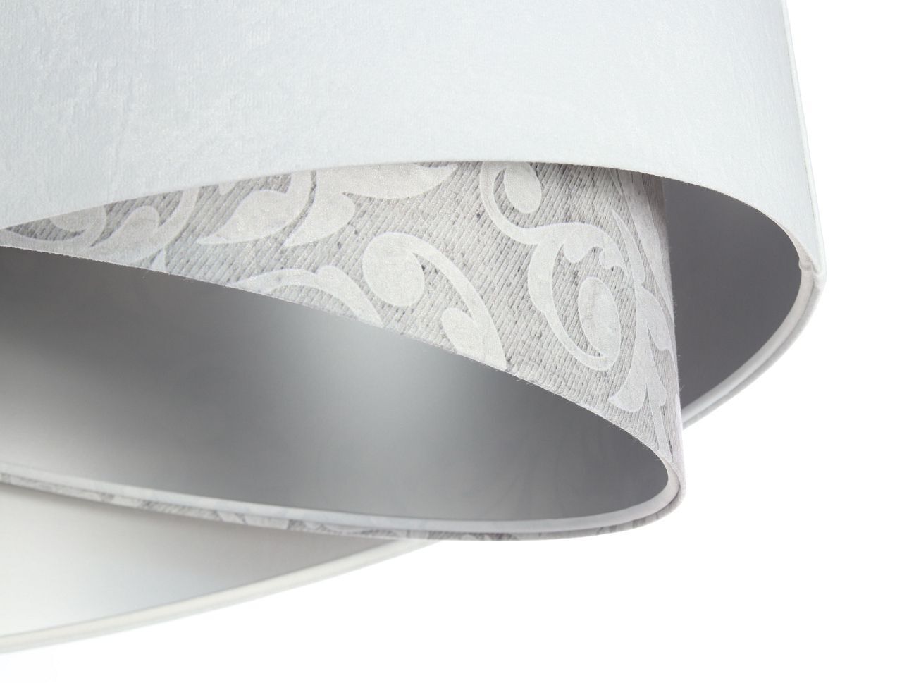 Hängeleuchte Weiß Grau Silber E27 rund D: 50 cm Stoff