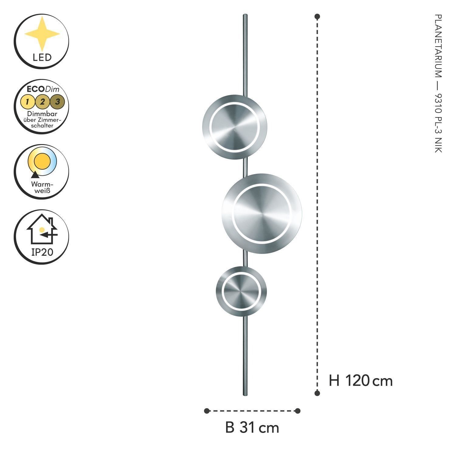 LED, Kugel-Licht, Standleuchte, Chrom, Wohnzimmer