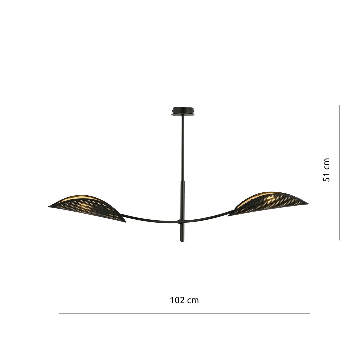 Deckenlampe Stoff Metall 103 cm lang drehbar in Schwarz Gold Gerät, Deckenventilator, Elektrisches Gerät