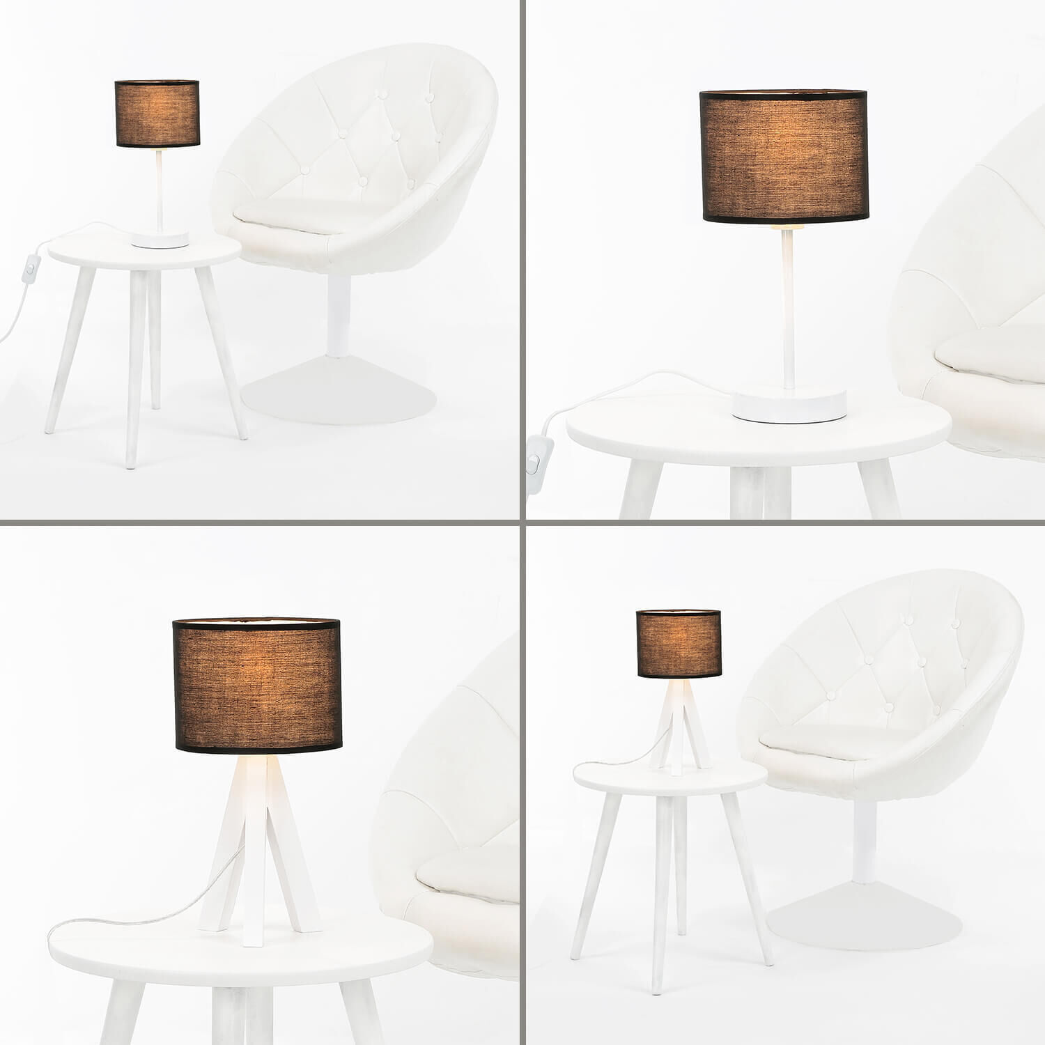 Schwarzer Lampenschirm Stoff für E14 Tischlampe Lampe, Tischlampe