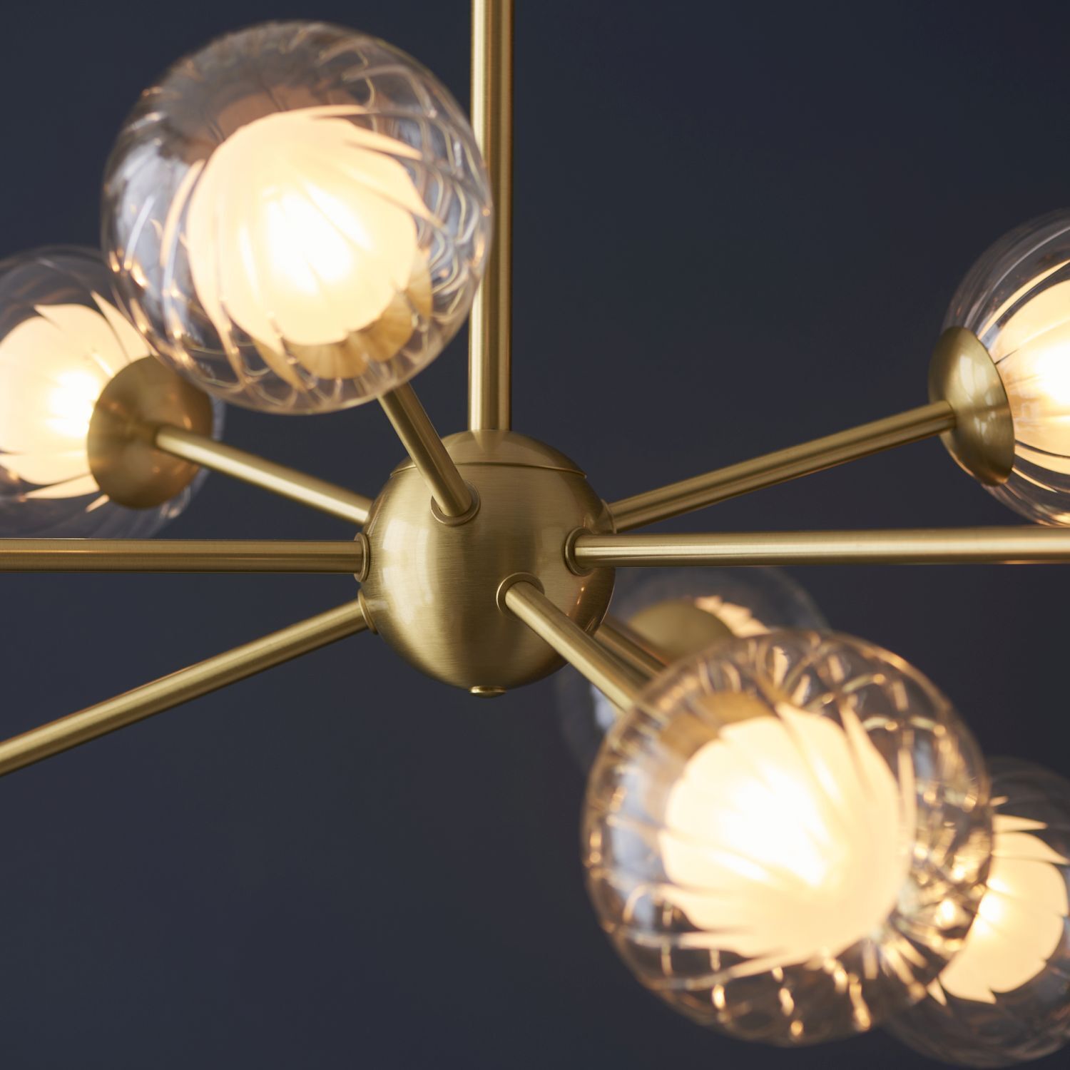 Deckenlampe verstellbar 92 cm breit Messing Weiß groß 9x G9