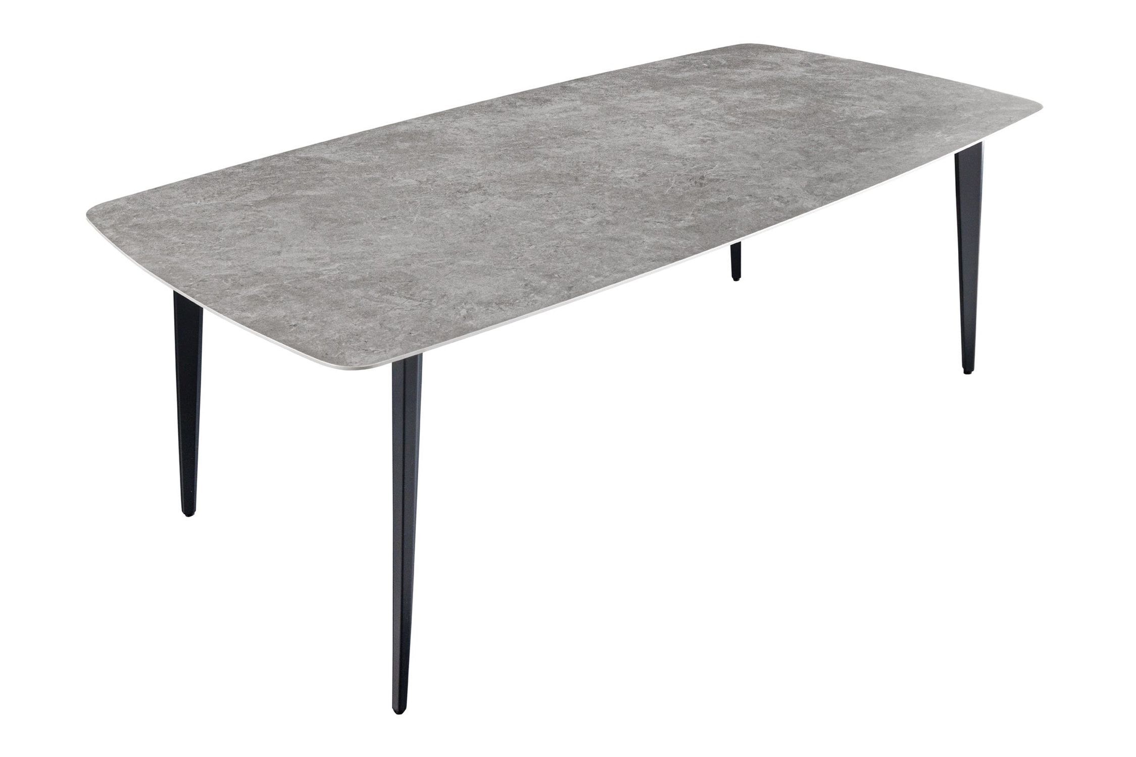 Esstisch Keramik Metall in Grau Marmor Schwarz 180x90 cm