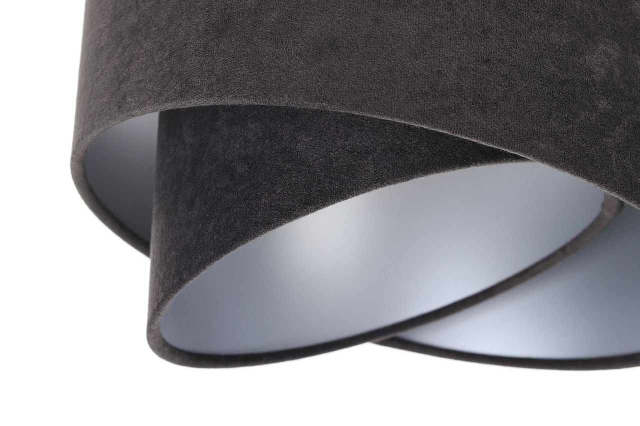 Pendelleuchte Stoff 3-flammig E27 Schwarz Silber verstellbar