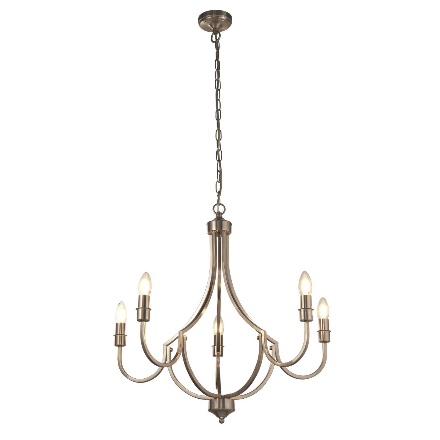 Kronleuchter Metall Rustikal Ø 65 cm in Silber 5-armig E14