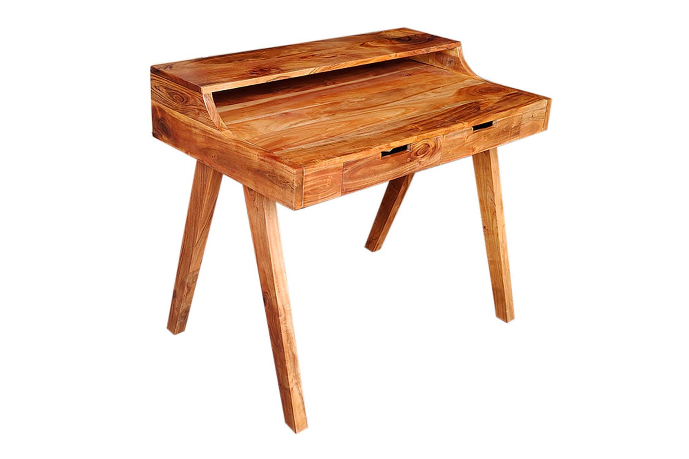 Schreibtisch mit Schublade Akazienholz in Natur 100x84 cm