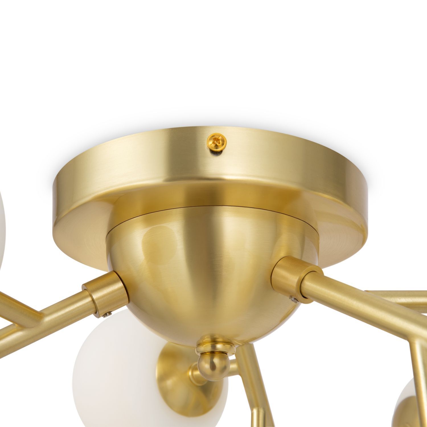 Deckenleuchte Glas Metall G9 60 cm breit in Gold Weiß