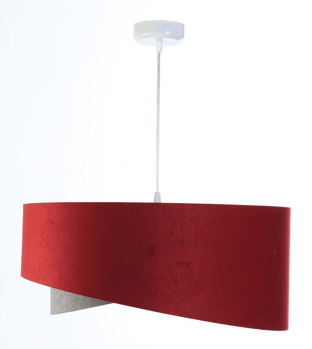 Hängeleuchte Stoff Ø 50 cm Rot-Braun Grau Silber Velours Optik
