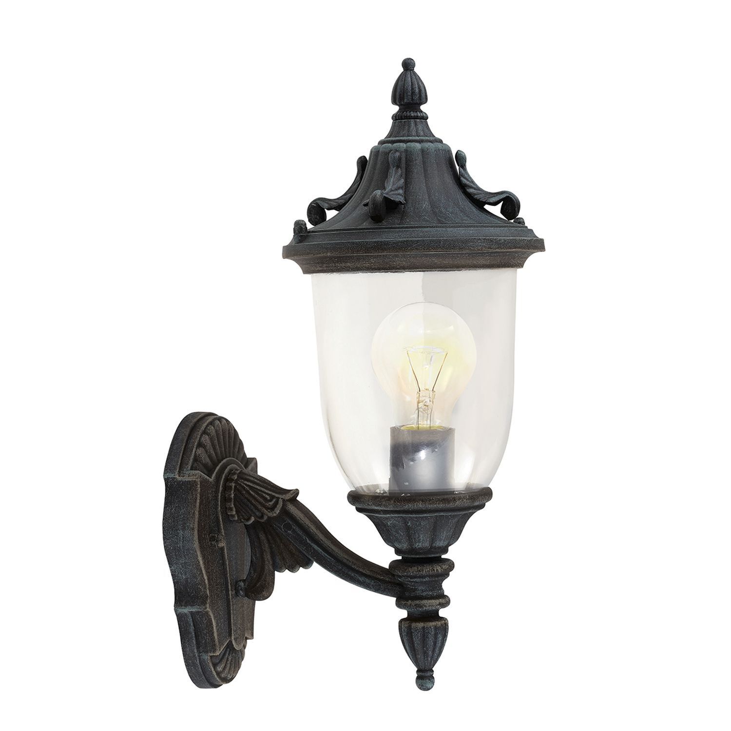 Wandleuchte außen Schwarz Grün antik Aluminium Glas IP44 Lampe, Leuchte