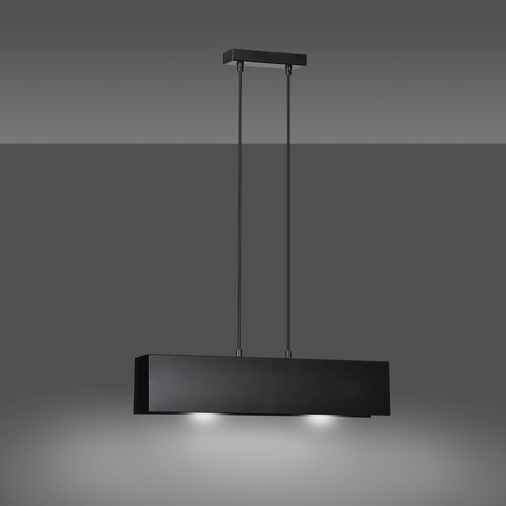 Hängeleuchte Schwarz verstellbar 2x E27 Modern eckig