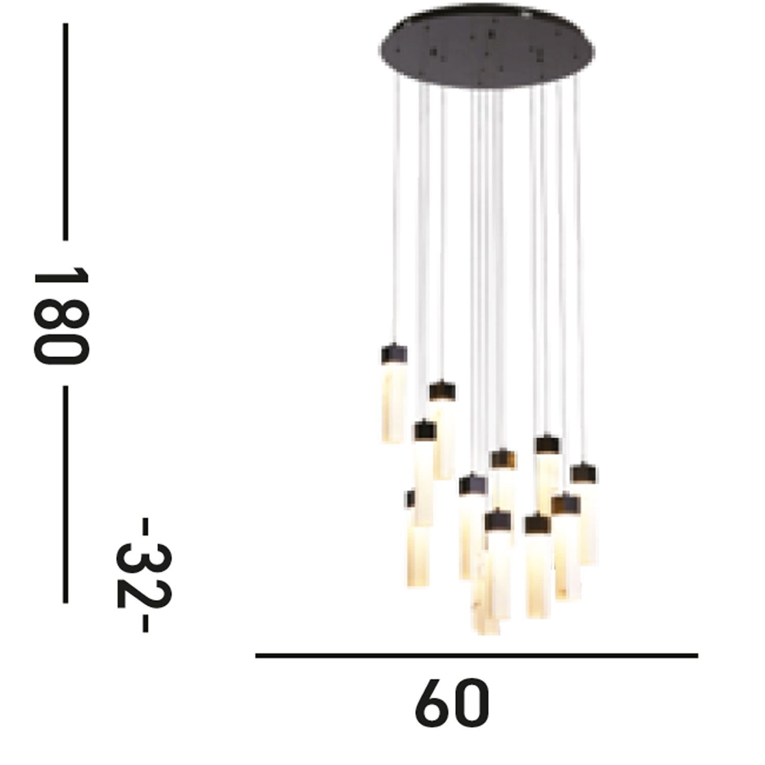 LED Hängelampe Stahl Harz Ø60 cm 3000 K Schwarz Marmor Leuchter, Lampe