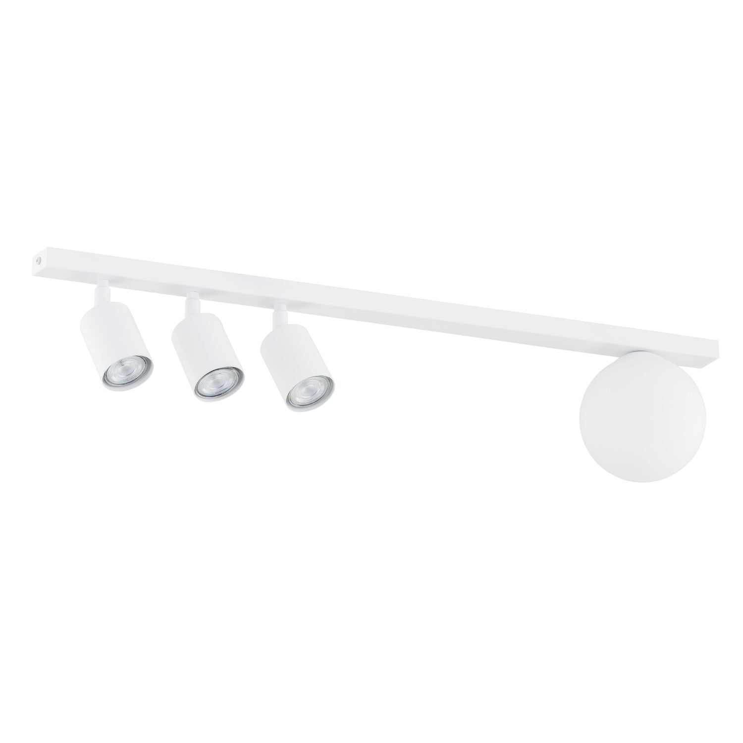 Deckenspot Glas Metall 70 cm lang Weiß 3x GU10 + E14