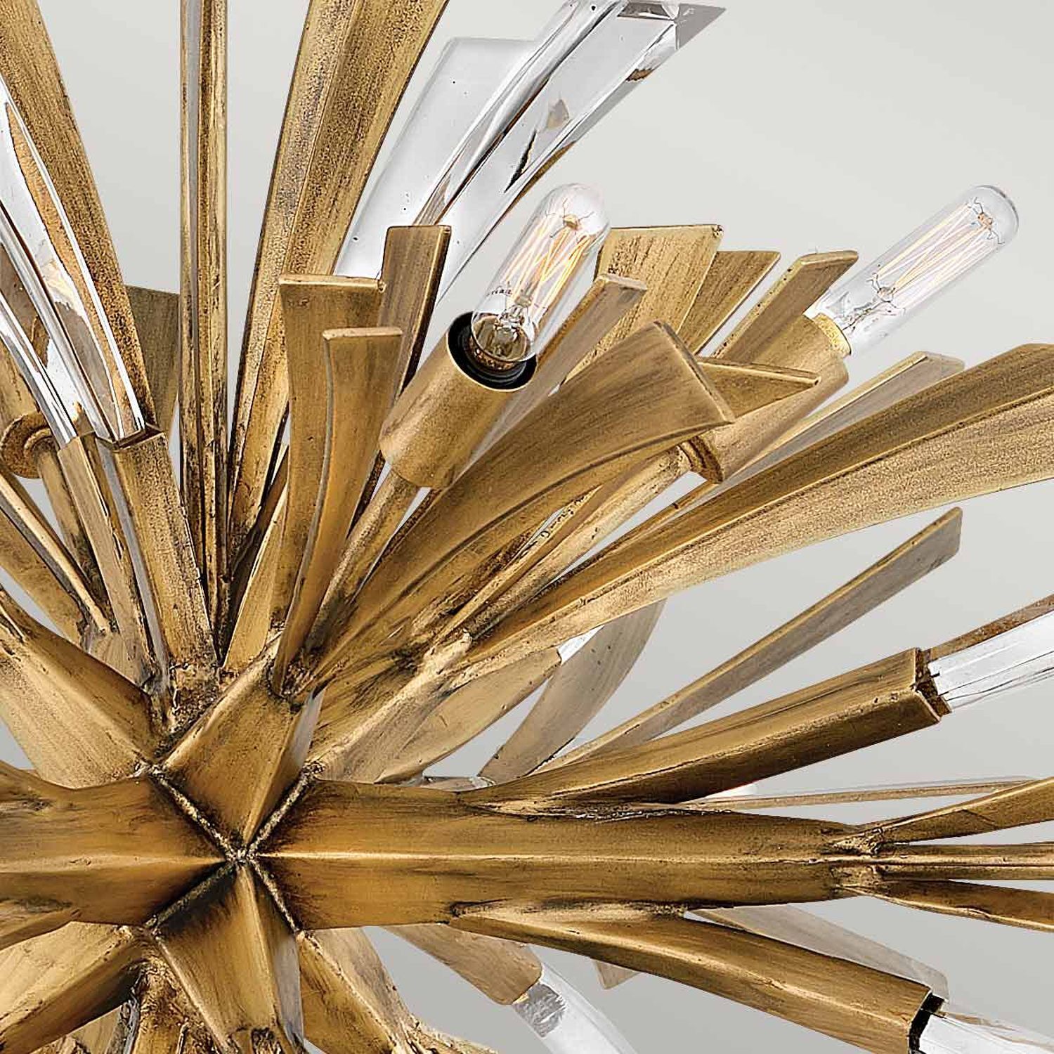 Hängeleuchte Metall Kristall B: 91,4 cm groß in Gold brüniert