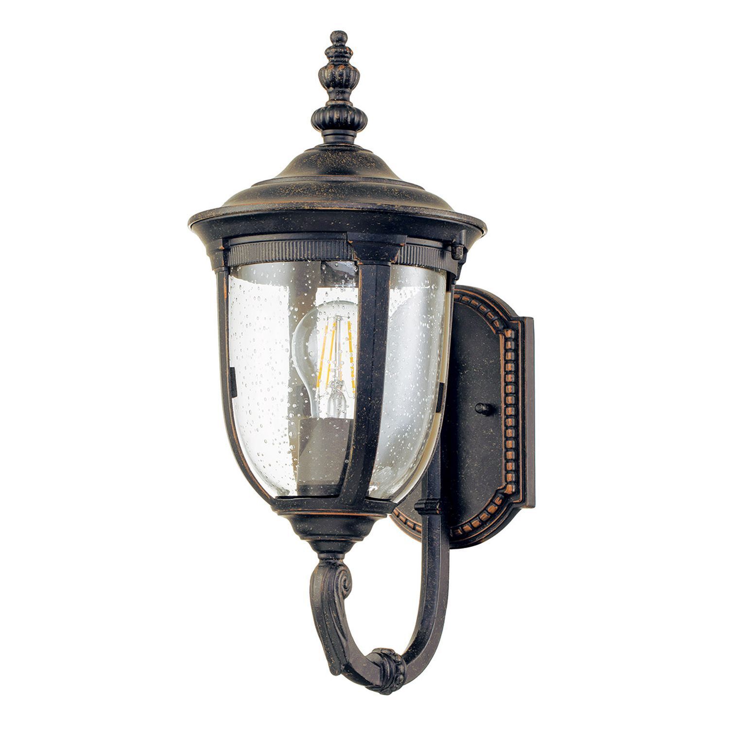 Außenlampe Wand IP44 H: 41,5 cm Rustikal Glas Alu in Bronze