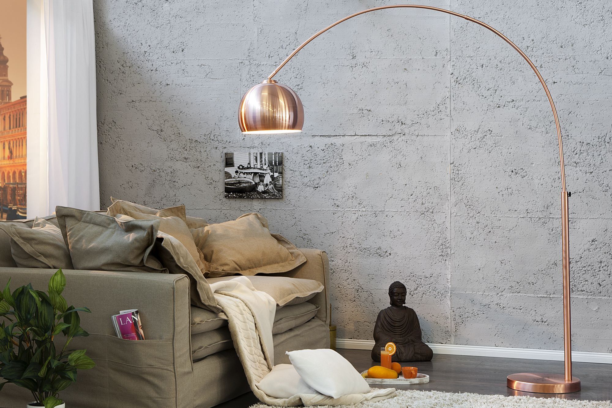 Elegante Standlampe Retro 170cm gebogen Lampe, Stehlampe, Erwachsener, Mann, Person