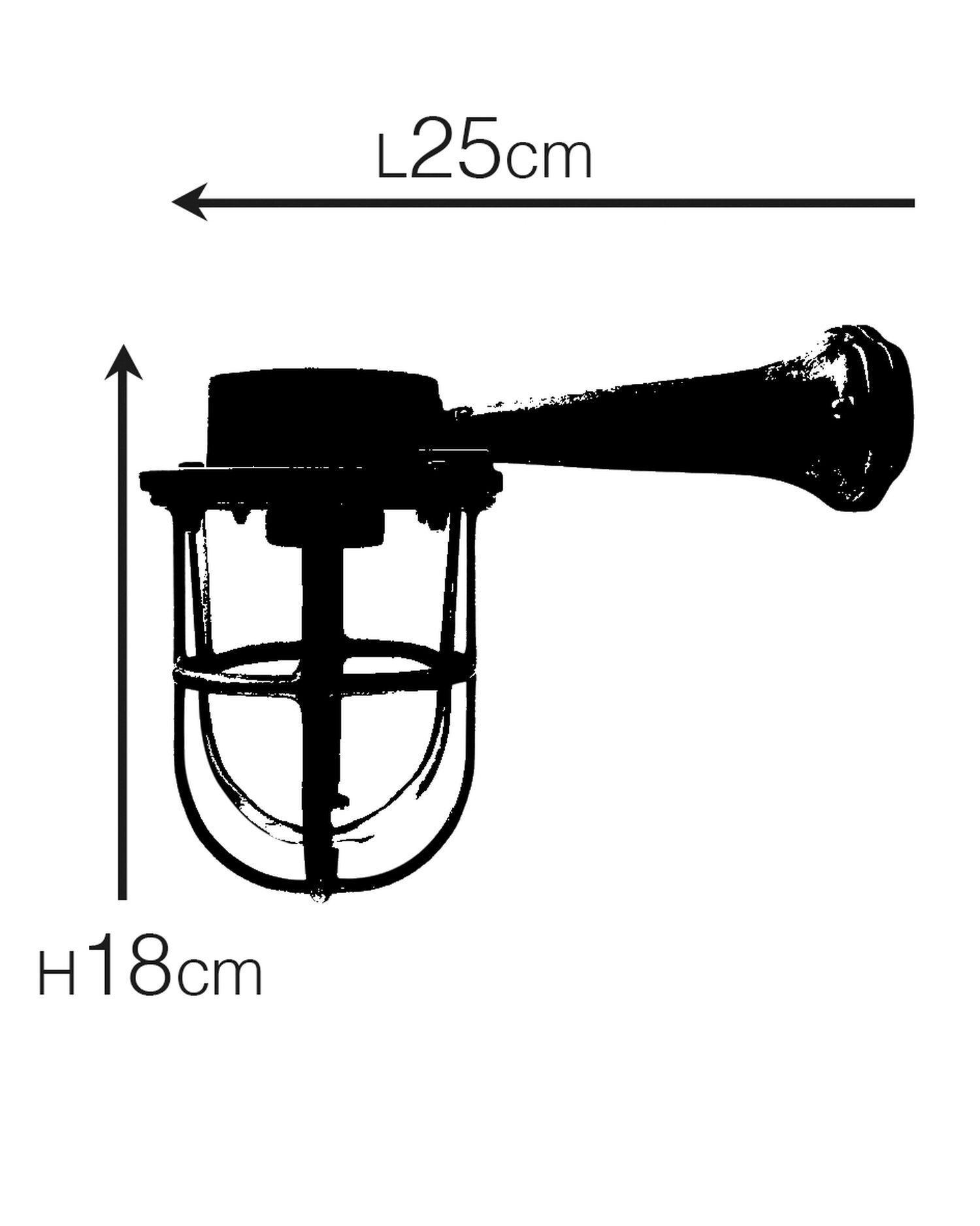 Wandleuchte außen Echt-Messing Glas E27 IP64 H: 18 cm