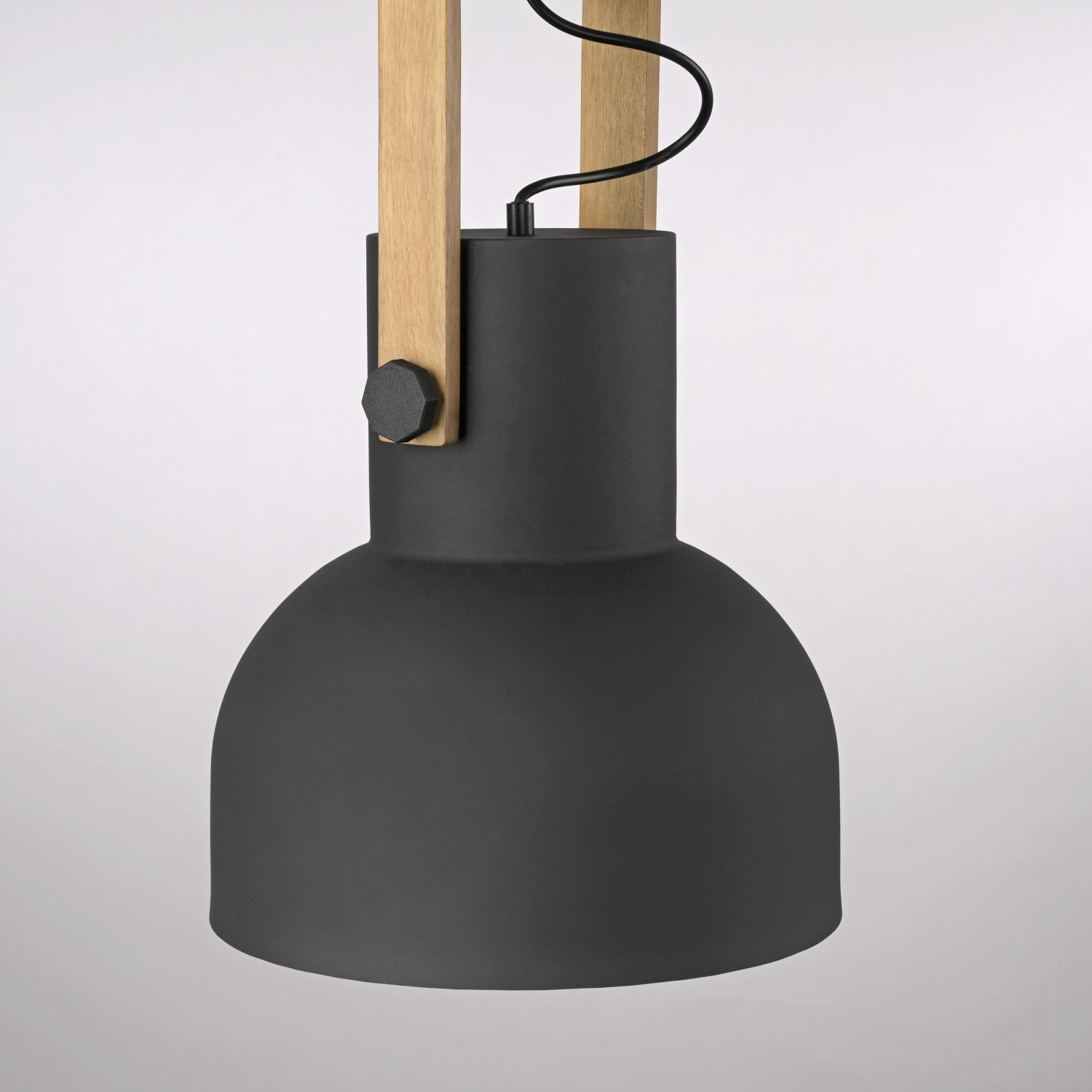 Bewegliche Hängeleuchte Schwarz Holz Metall E27 L:30 cm