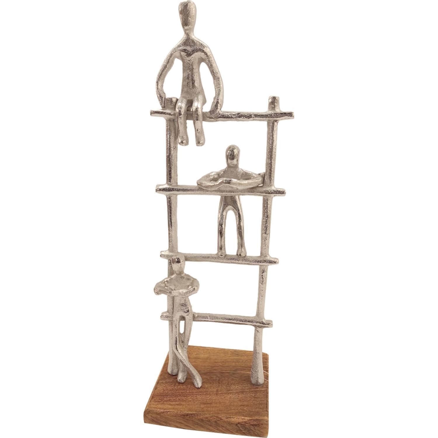 Statue 40 cm hoch Aluminium Mangoholz in Silber