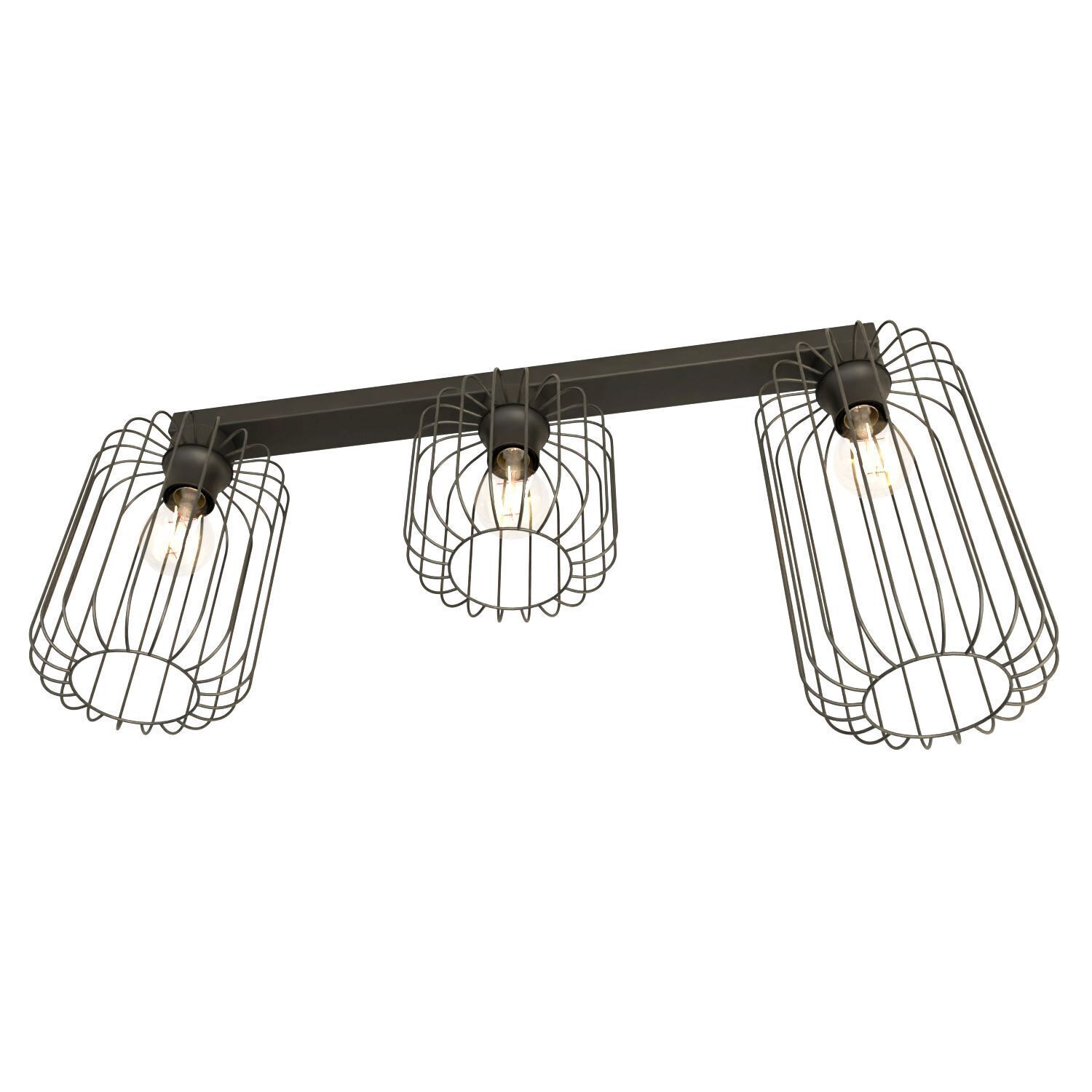 Draht Deckenleuchte Retro Schwarz Metall E27 60 cm lang